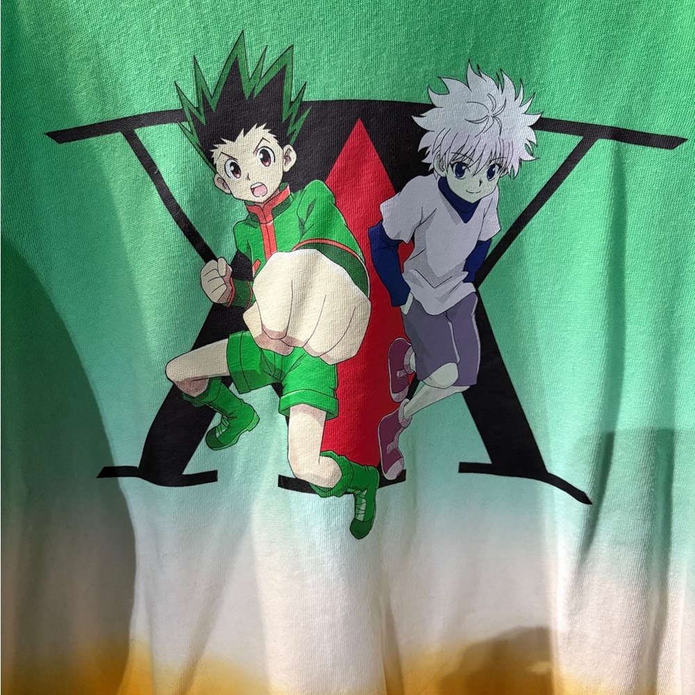 Green and White Kids Anime Graphic Tee